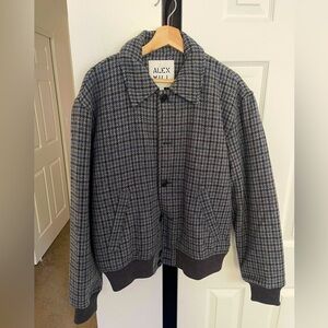 Alex Mill Black and Gray Patterned Bomber Jacket